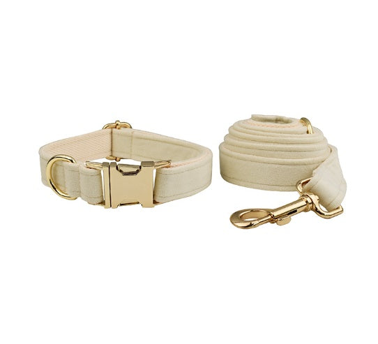 WENDYLOVE - HALSBAND & LEINE in BEIGE SAMT