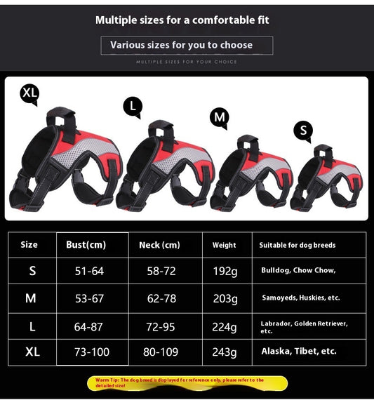🐕 WENDYLOVE – Atmungsaktives Hunde-Geschirr für mittelgroße & große Hunde (Reflektierend, Gepolstert mit elastischem Griffband)