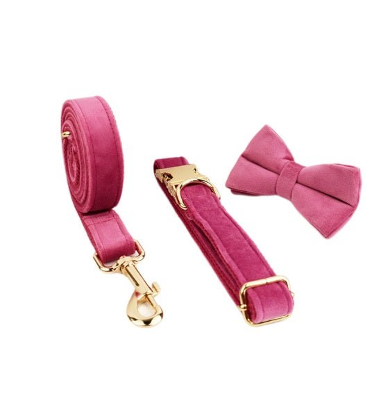 WENDYLOVE - HALSBAND & LEINE in ROSE SAMT