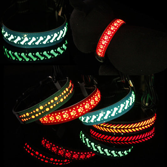 WENDYLOVE - LED - Leuchthalsband für Hunde, graviertes Leder
